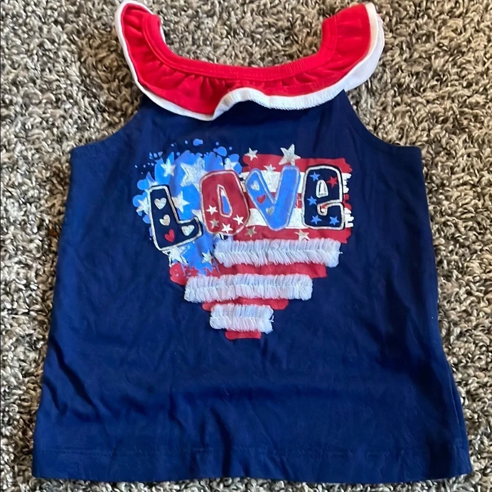 Carter's  Patriotic Red, White, and Blue Girls Matching Tank Top and Shorts Set